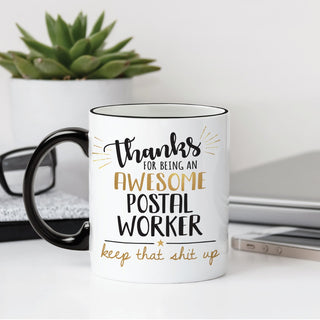 Thank You Postal Worker Personalized Black Handle Coffee Mug - 11 oz.