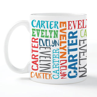 Two Names Repeating Personalized White Coffee Mug - 11 oz.