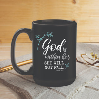 God Is Within Her Personalized Black Coffee Mug - 15 oz.