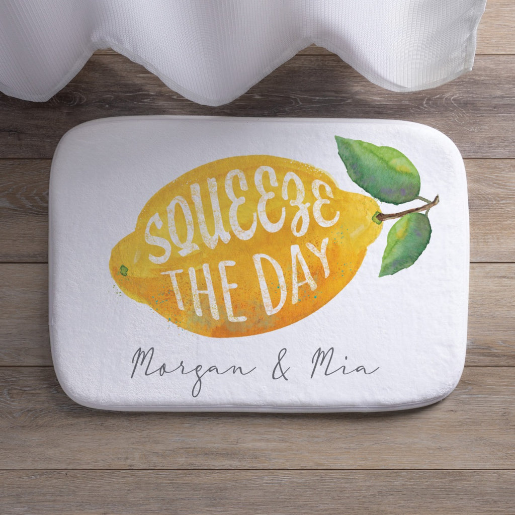 Squeeze The Day Lemon Personalized Bathmat – Personalized Planet