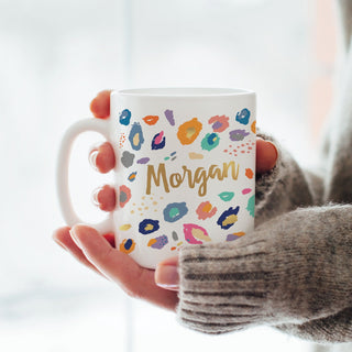 Animal Print Personalized White Coffee Mug - 11 oz.