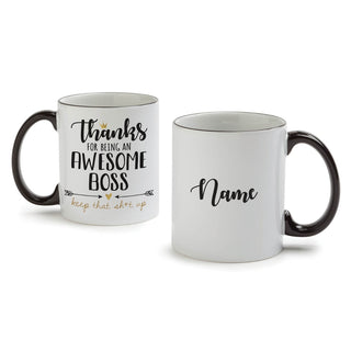 Awesome Boss White Coffee Mug with Black Rim and Handle-11oz