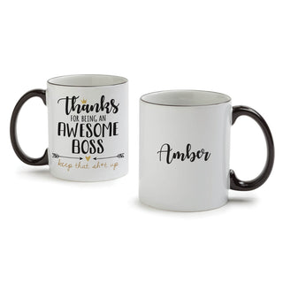 Awesome Boss White Coffee Mug with Black Rim and Handle-11oz