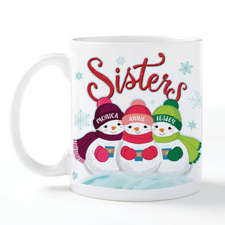 Three Snowmen Sisters Personalized Coffee Mug