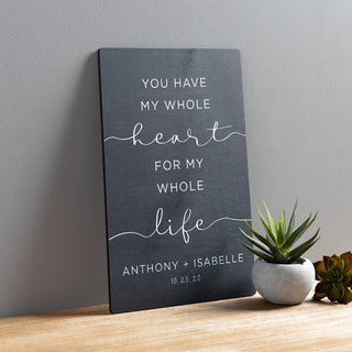 My Whole Heart Personalized 10x15 Black Wood Plaque