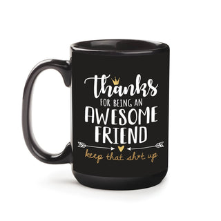 Thanks for Being an Awesome Friend Personalized Black Coffee Mug - 15 oz.
