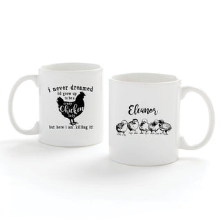 Crazy Chicken Lady Personalized White Coffee Mug - 11 oz.