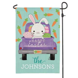 Happy Easter Bunny Truck Personalized Garden Flag
