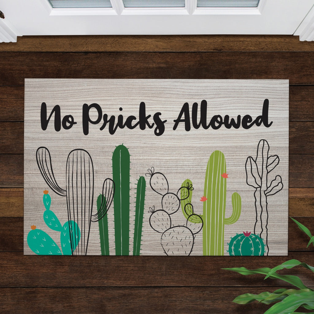 No Pricks Allowed Standard Doormat Personalized