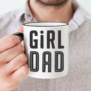 Girl Dad White Coffee Mug with Black Rim and Handle-11oz
