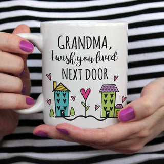 Wish You Lived Next Door Hearts Personalized White Coffee Mug - 11 oz.