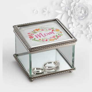Floral Wreath Personalized Square Hinged Keepsake Box