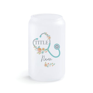 Floral Stethoscope Personalized Frosted Glass Vase