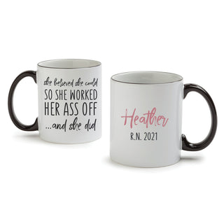 She Believed She Could White Coffee Mug with Black Rim and Handle-11oz