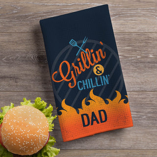 Grillin' & Chillin' Personalized Waffle Tea Towel