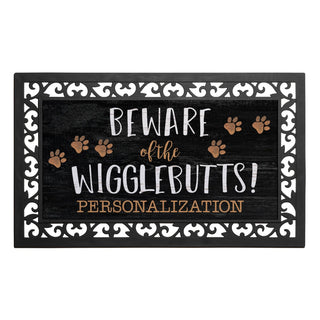 Beware of the Wigglebutts! Insert and Ornate Rubber Doormat Frame