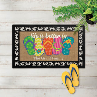 Life is Better in Flip Flops Insert and Ornate Rubber Doormat Frame