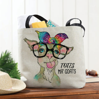 TOTES MA' GOATS Burlap Tote with Black Straps