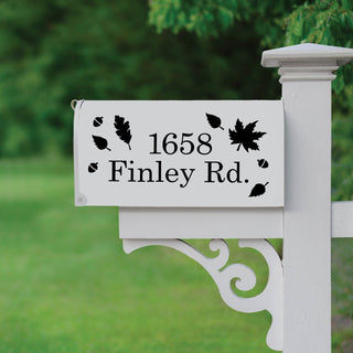 Fall Leaves Personalized Black Mailbox  Decal