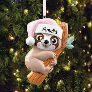 Baby Girl Sloth Personalized Ornament