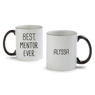 Best. Mentor. Ever.White Coffee Mug with Black Rim and Handle-11oz