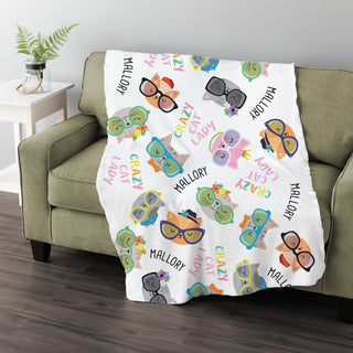 Crazy Cat Lady Pink Personalized Fuzzy Blanket