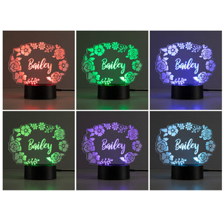 Floral Name Acrylic LED Night Light