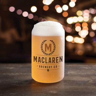 Wreath Initial and Name Frosted Beer Glass