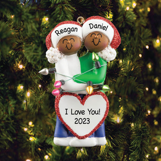 African American Couple In Lights Personalized Ornament