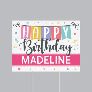Happy Birthday Hot Pink Personalized Sign