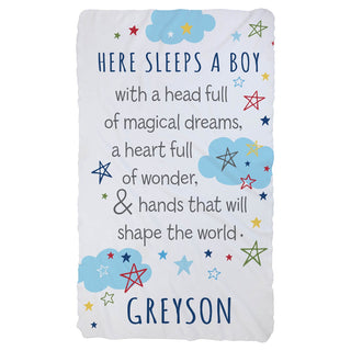 Here Sleeps A Boy Personalized Fuzzy Throw Blanket