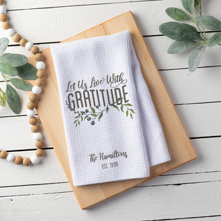 Live With Gratitude Personalized Waffle Tea Towel