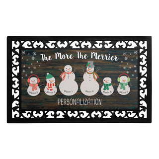 The More the Merrier Snow Family Narrow Doormat with Frame