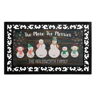 The More the Merrier Snow Family Narrow Doormat with Frame