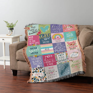 So Loved Patchwork Personalized Fringe Throw Blanket