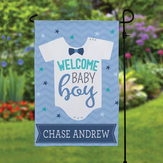 Welcome Baby Boy Personalized Garden Flag