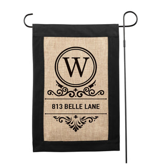 Burlap Personalized Garden Flag with Black Border