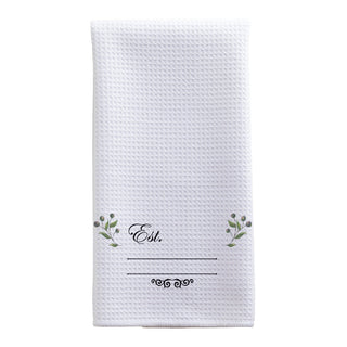 Initial Name Berry Motif Waffle Tea Towel