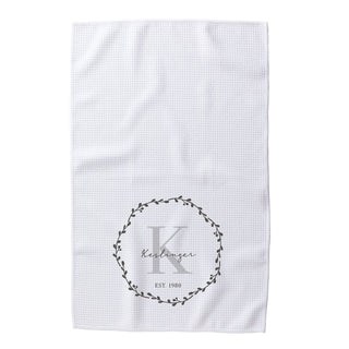 Vine Wreath Personalized Waffle Tea Towel