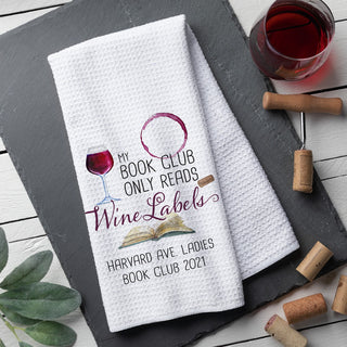 Book Club Wine Personalized Waffle Tea Towel