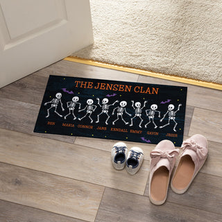 Dancing skeletons narrow doormat with names