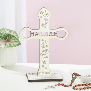 My First Holy Communion Personalized Girl White Cross