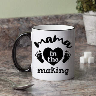 MAMA in the Making White Coffee Mug with Black Rim and Handle-11oz