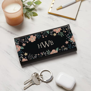 Floral with Monogram Personalized Trifold Wallet
