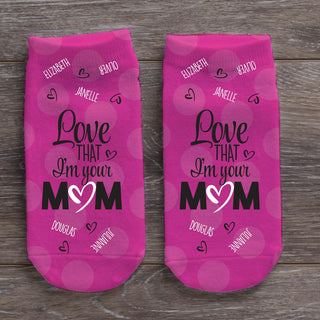 Mom no show socks with names and hearts