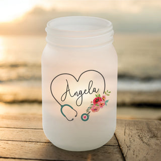 Stethoscope frosted mason votive holder