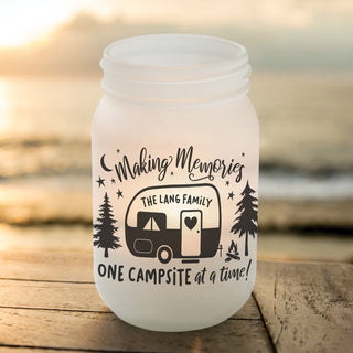 Campsite mason jar votive holder