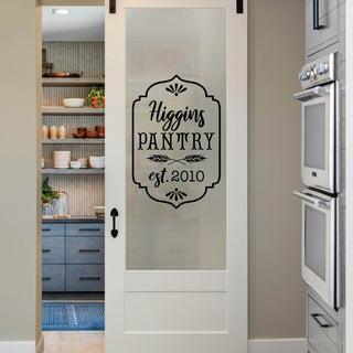 Family Pantry Wheat Personalized Black Vinyl Door Decal