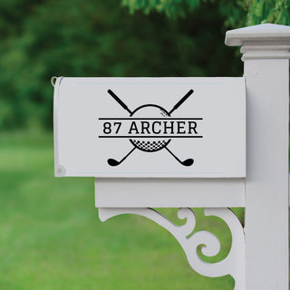 Golf Ball with Club Personalized Black Mailbox Decal