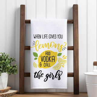 When life gives you lemons waffle tea towel
